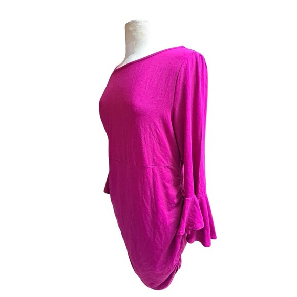 Kimi and Kai Top Womens Large Maternity Body-Con Tunic Short Dress Fuschia Pink - Picture 2 of 8